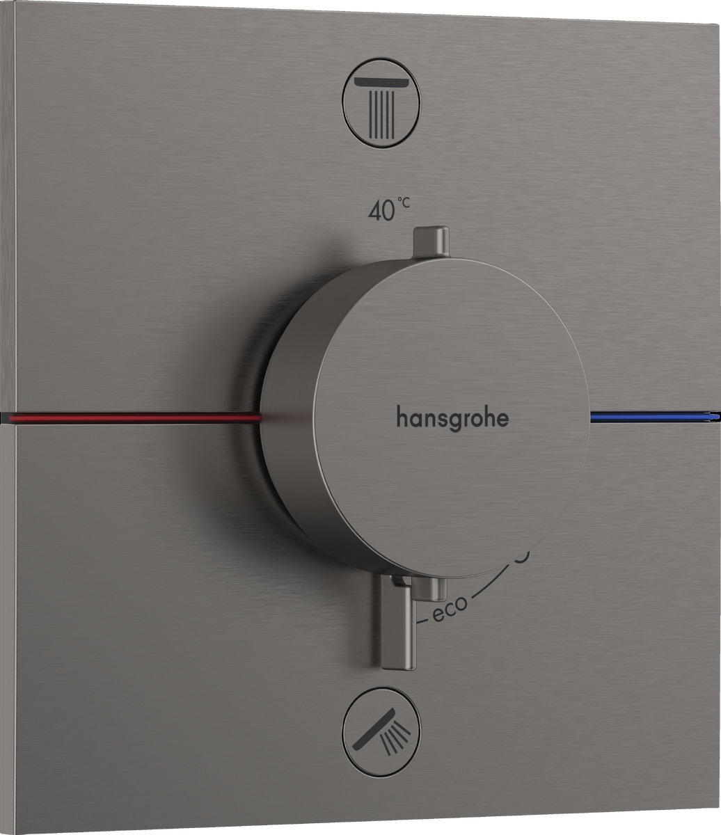 Set de finition pour mitigeur thermostatique encastré Hansgrohe ShowerSelect Comfort E en noir chromé brossé