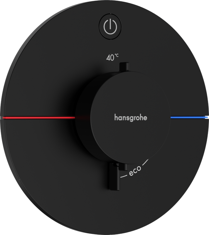 Set de finition pour mitigeur thermostatique encastré Hansgrohe ShowerSelect Comfort S en noir mat avec 1 fonction