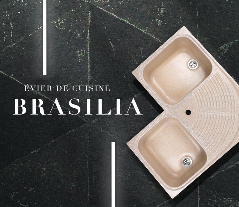 Évier de cuisine d&#39;angle Brasilia 62 cm