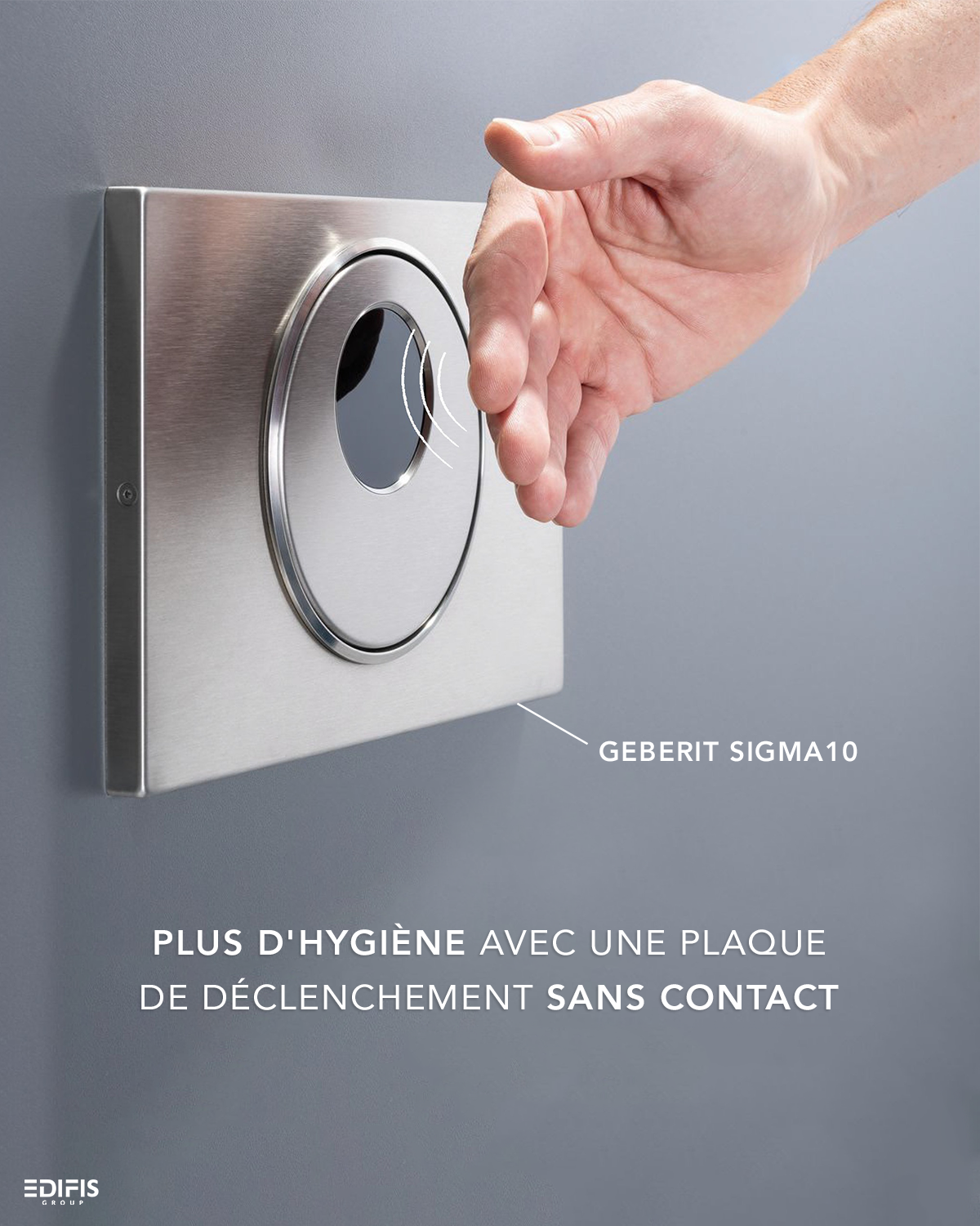 Plaque de déclenchement infrarouge Geberit Sigma10 électronique à visser pour réservoir à encastrer Sigma 8 cm / Chromé brossé / Anti-vandalisme — vue 3