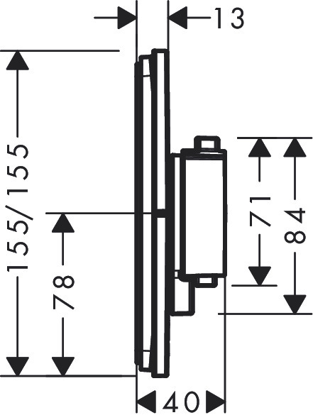 Set de finition pour mitigeur thermostatique encastré Hansgrohe ShowerSelect Comfort Q avec 1 fonction en noir chromé brossé - vue 2