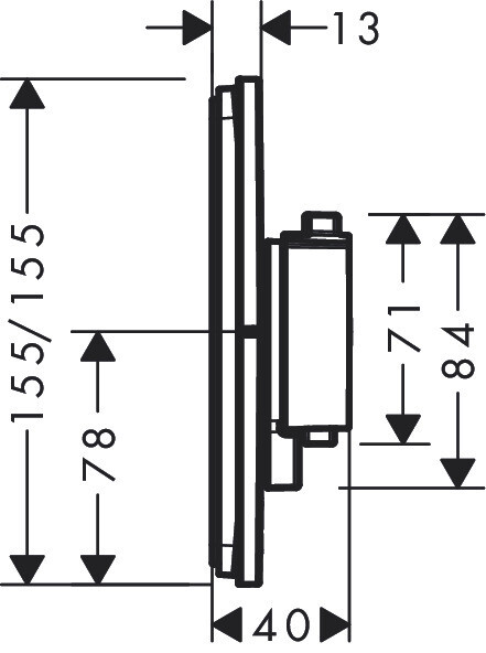 Set de finition pour mitigeur thermostatique encastré Hansgrohe ShowerSelect Comfort Q avec 1 fonction en noir chromé brossé