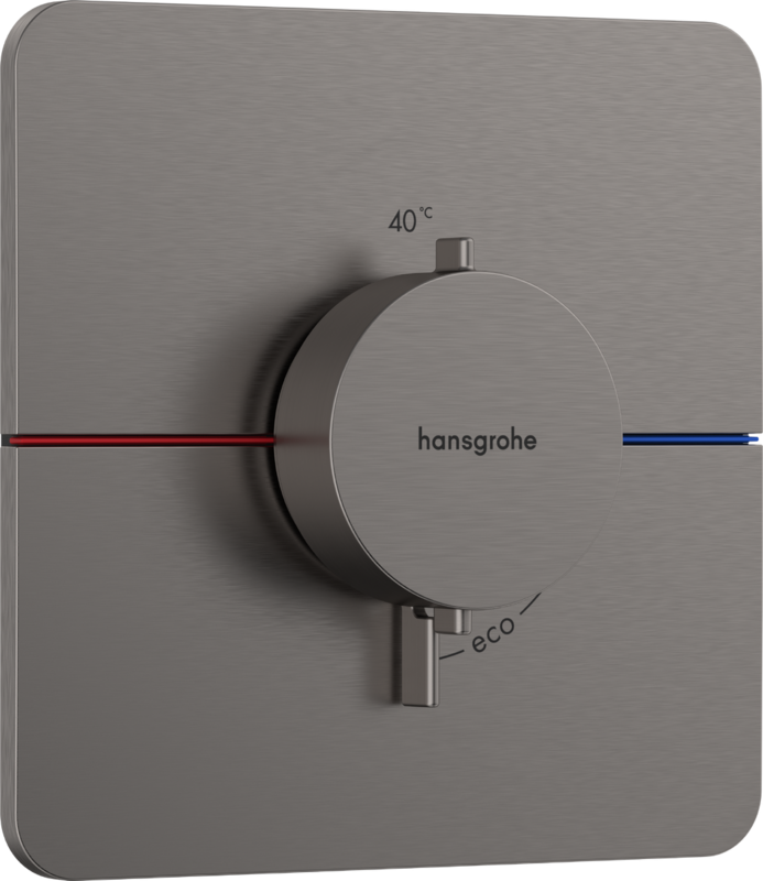 Set de finition pour mitigeur thermostatique encastré Hansgrohe ShowerSelect Comfort Q en noir chromé brossé
