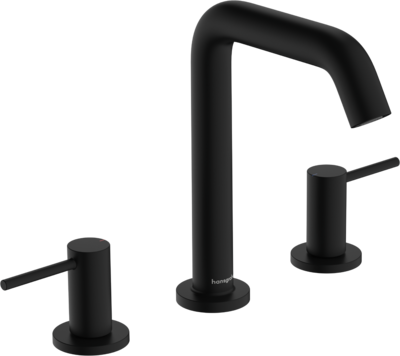 Mélangeur de lavabo 3 trous Hansgrohe Tecturis S 150 avec bonde Push-Open en noir mat