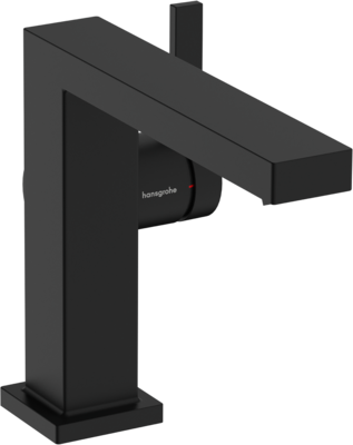 Mitigeur de lavabo Hangrohe Tecturis E Fine 110 CoolStart avec bonde Push-Open en noir mat