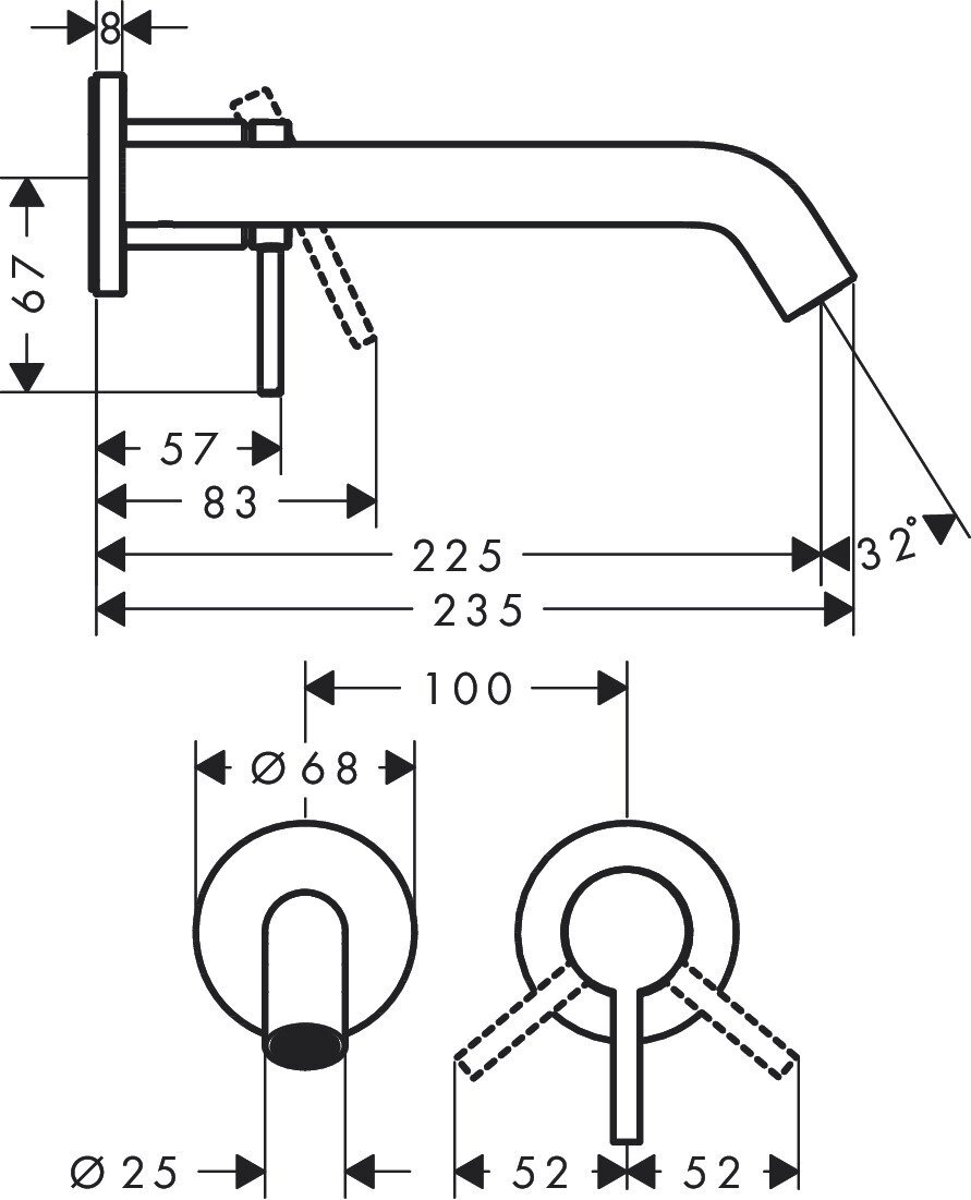 Mitigeur de lavabo encastré Hansgrohe Tecturis S 225 mm en noir mat - vue 4