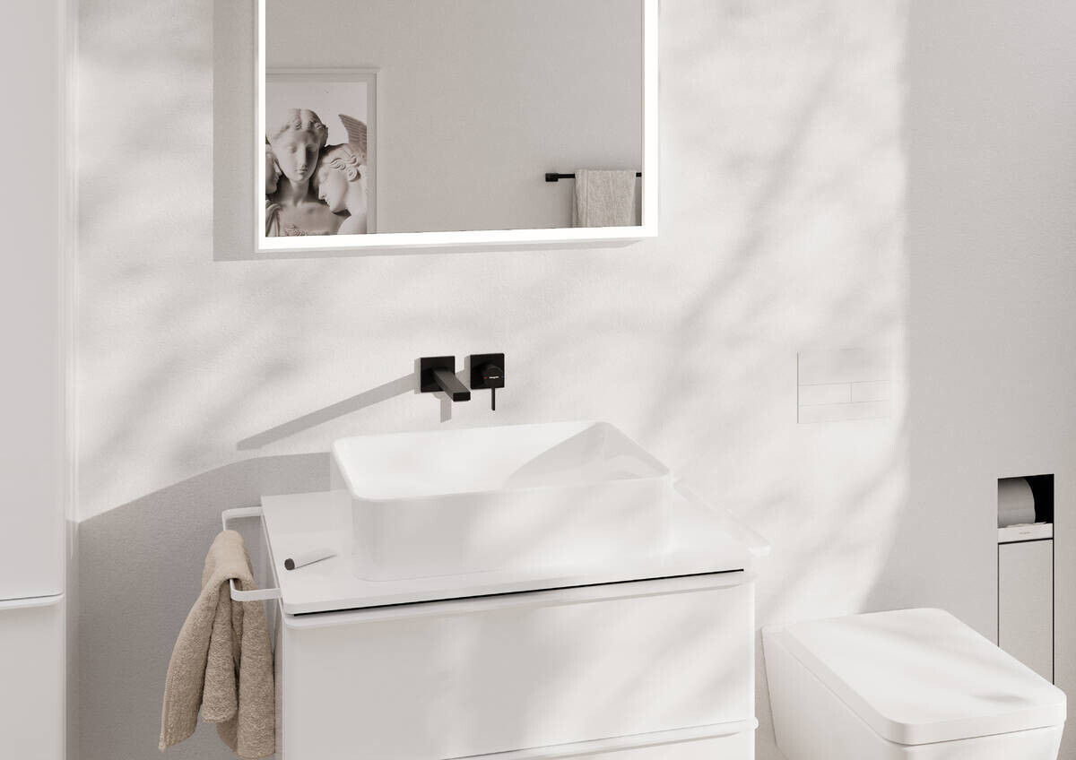 Mitigeur de lavabo encastré Hansgrohe Tecturis E 225 mm en noir mat