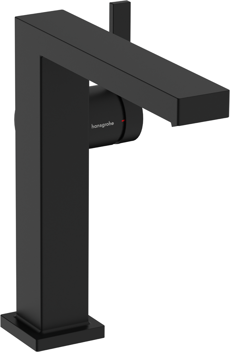 Mitigeur de lavabo Hangrohe Tecturis E Fine 150 CoolStart avec bonde Push-Open en noir mat