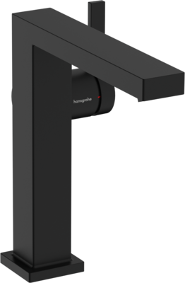 Mitigeur de lavabo Hangrohe Tecturis E Fine 150 CoolStart avec bonde Push-Open en noir mat