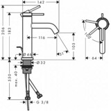 Tecturis S Mitigeur de lavabo 110 CoolStart avec tirette et vidage