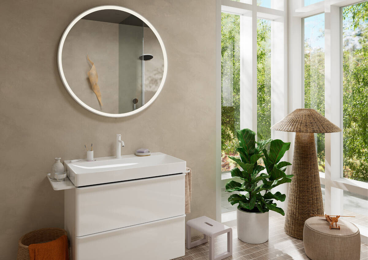 Mitigeur de lavabo Hansgrohe Tecturis S 110 CoolStart avec tirette et vidage en blanc mat — vue 3