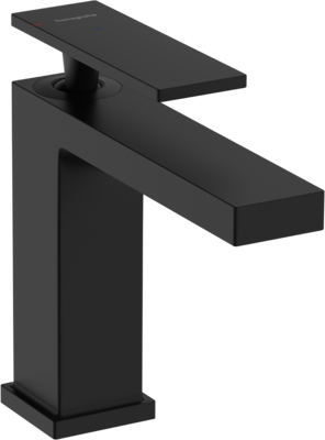 Mitigeur de lavabo Hangrohe Tecturis E 110 CoolStart avec bonde Push-Open en noir mat