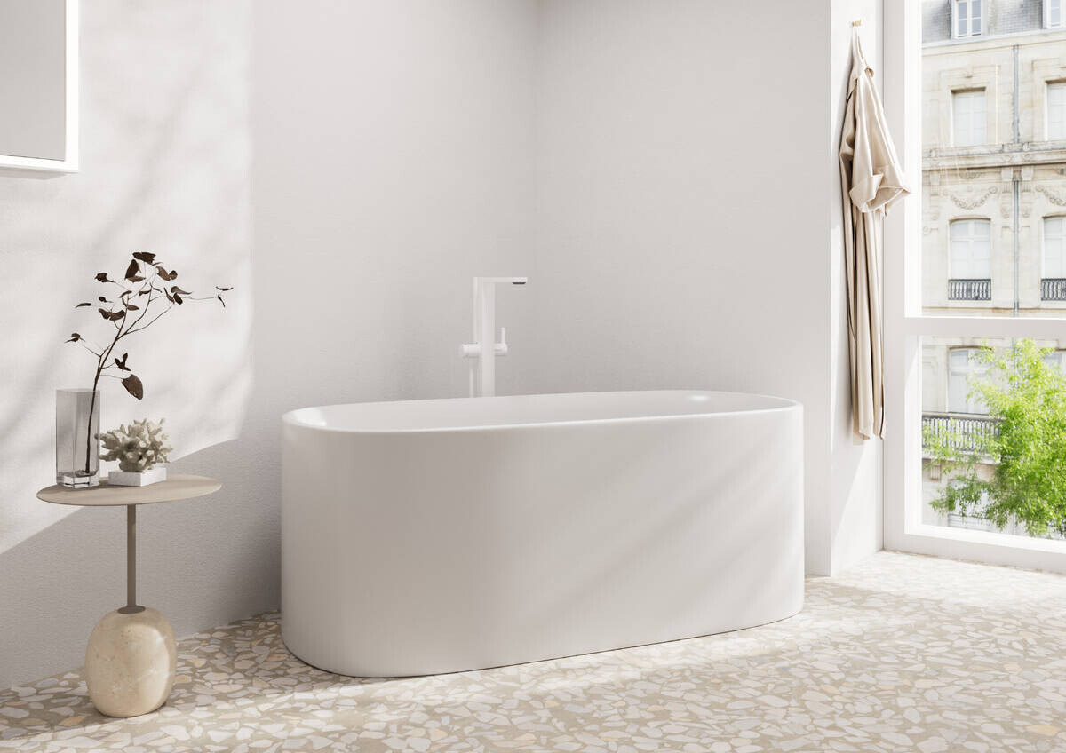 Mitigeur de bain / douche Hansgrohe Tecturis E pour montage au sol en blanc mat