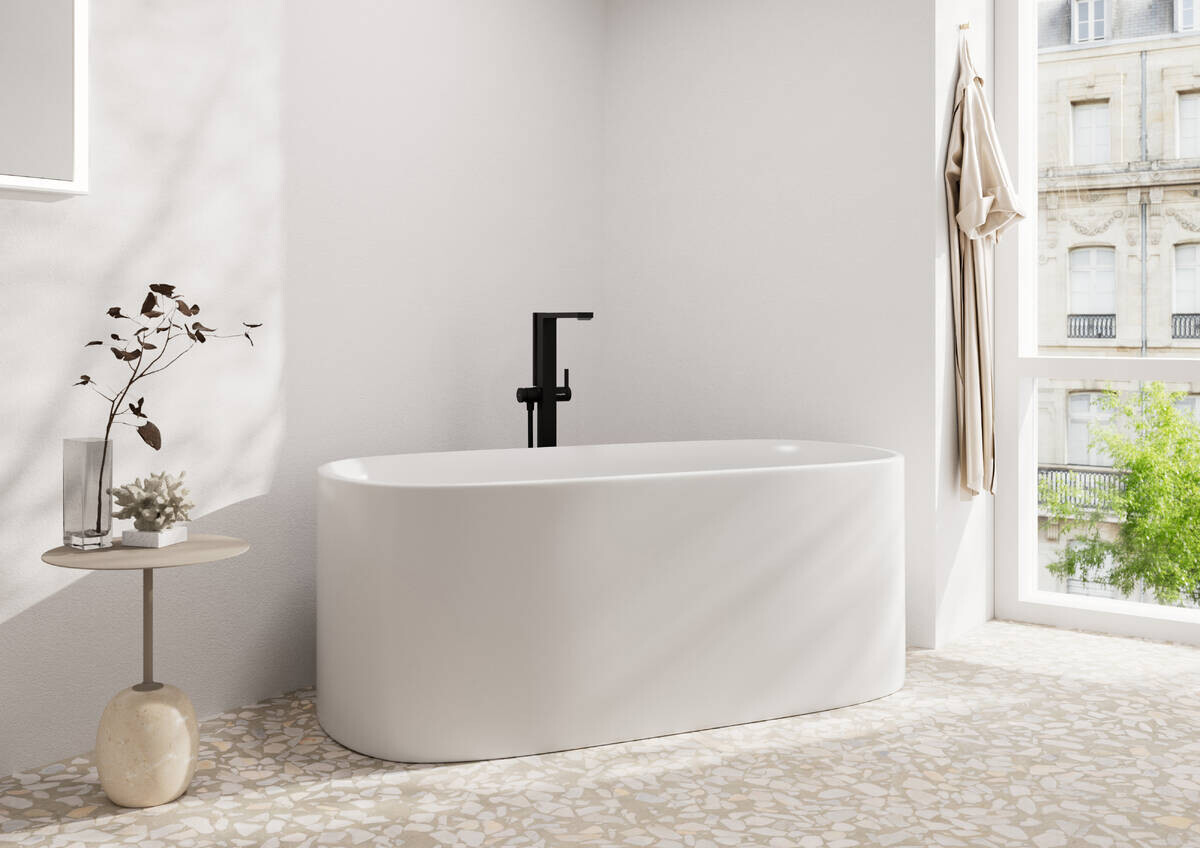 Mitigeur de bain / douche Hansgrohe Tecturis E pour montage au sol en noir mat
