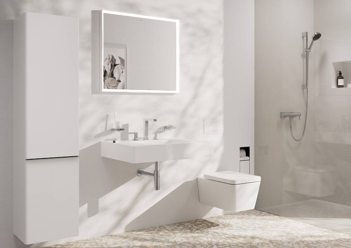 Mélangeur de lavabo 3 trous Hansgrohe Tecturis E 150 avec bonde Push-Open