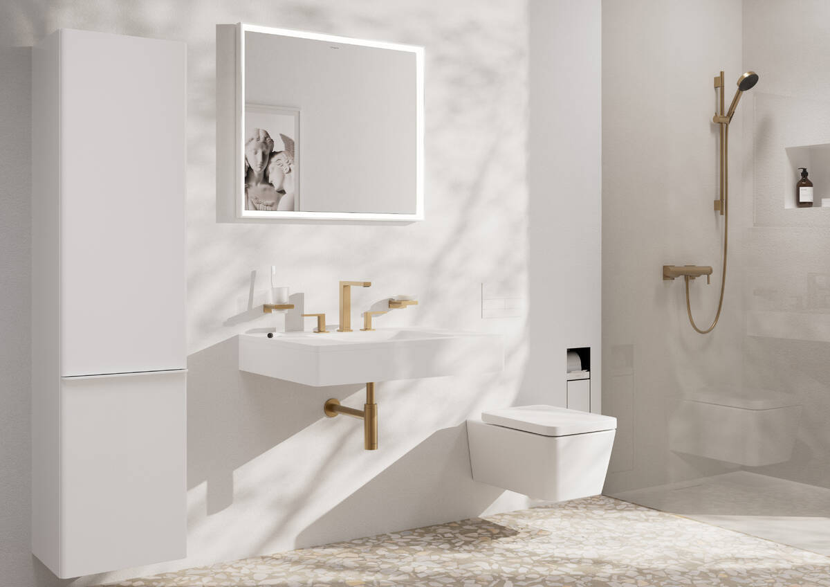 Mélangeur de lavabo 3 trous Hansgrohe Tecturis E 150 avec bonde Push-Open en bronze brossé - vue 2