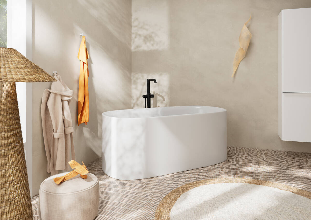 Mitigeur de bain / douche Hansgrohe Tecturis S pour montage au sol en noir mat