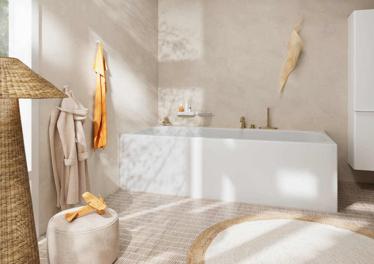 Mélangeur 3 trous pour montage sur bord de baignoire Hansgrohe Tecturis S avec sBox en bronze brossé
