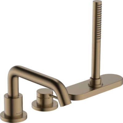 Mélangeur 3 trous pour montage sur bord de baignoire Hansgrohe Tecturis S avec sBox en bronze brossé