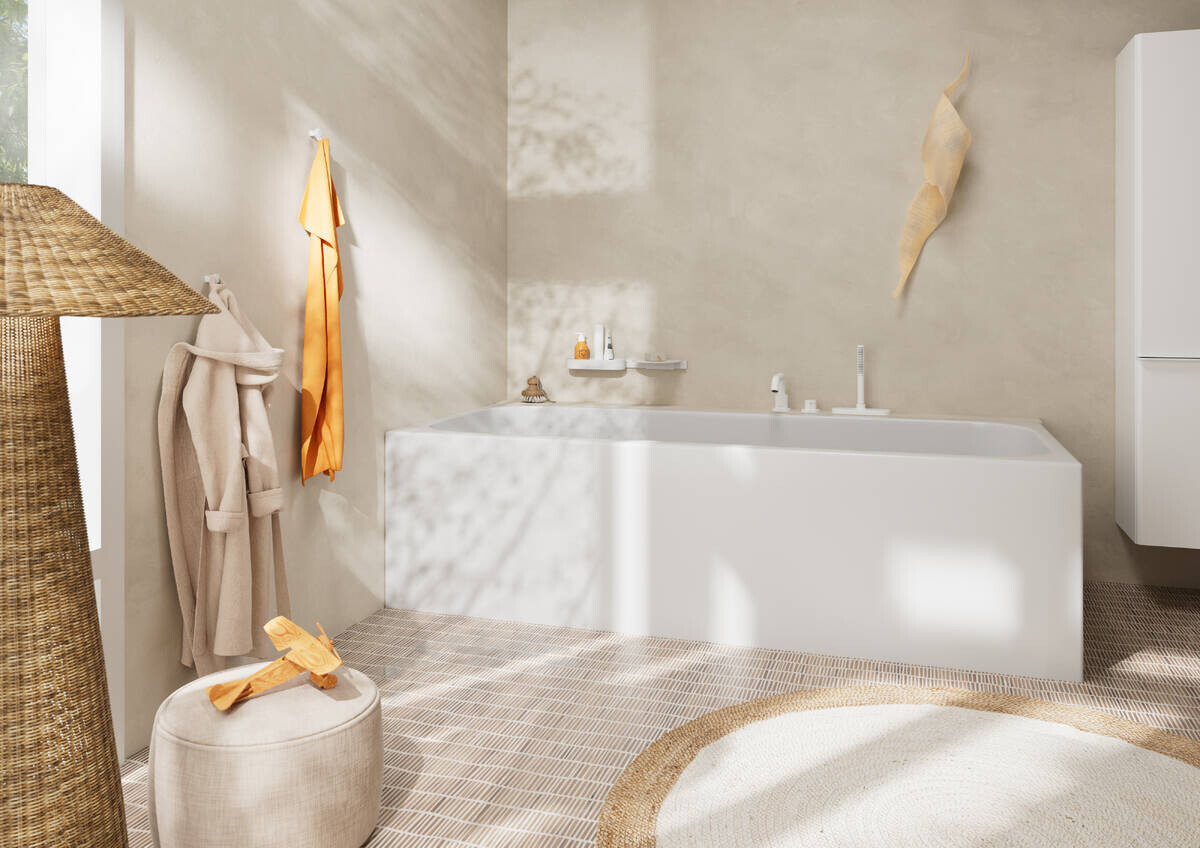 Mélangeur 3 trous pour montage sur bord de baignoire Hansgrohe Tecturis S avec sBox en blanc mat