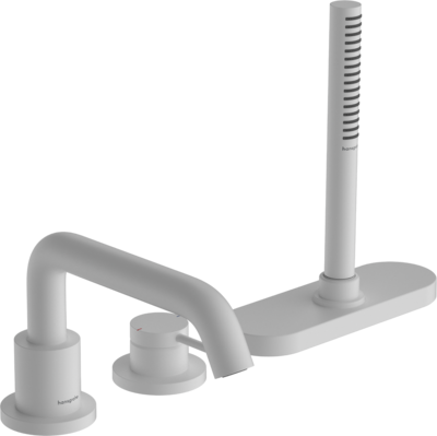 Mélangeur 3 trous pour montage sur bord de baignoire Hansgrohe Tecturis S avec sBox en blanc mat