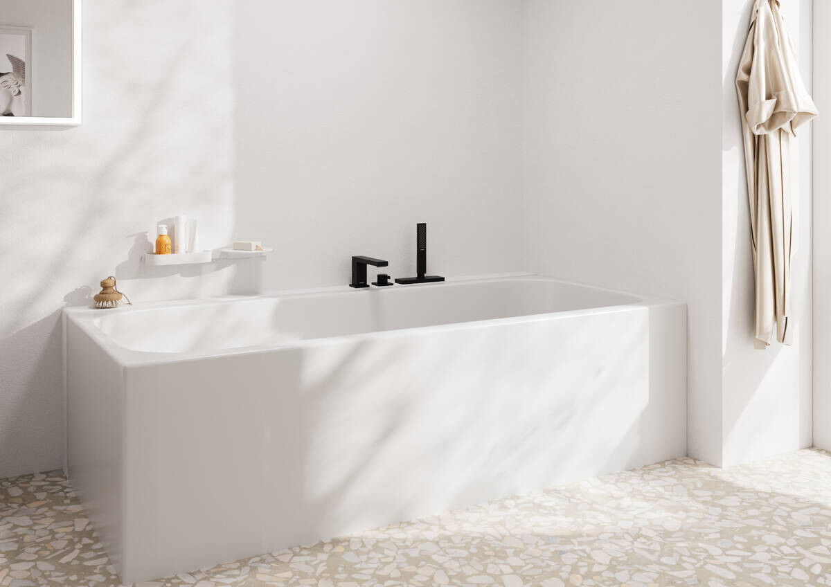 Mélangeur 3 trous pour montage sur bord de baignoire Hansgrohe Tecturis E avec sBoxn en noir mat