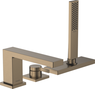 Mélangeur 3 trous pour montage sur bord de baignoire Hansgrohe Tecturis E avec sBoxn en bronze brossé