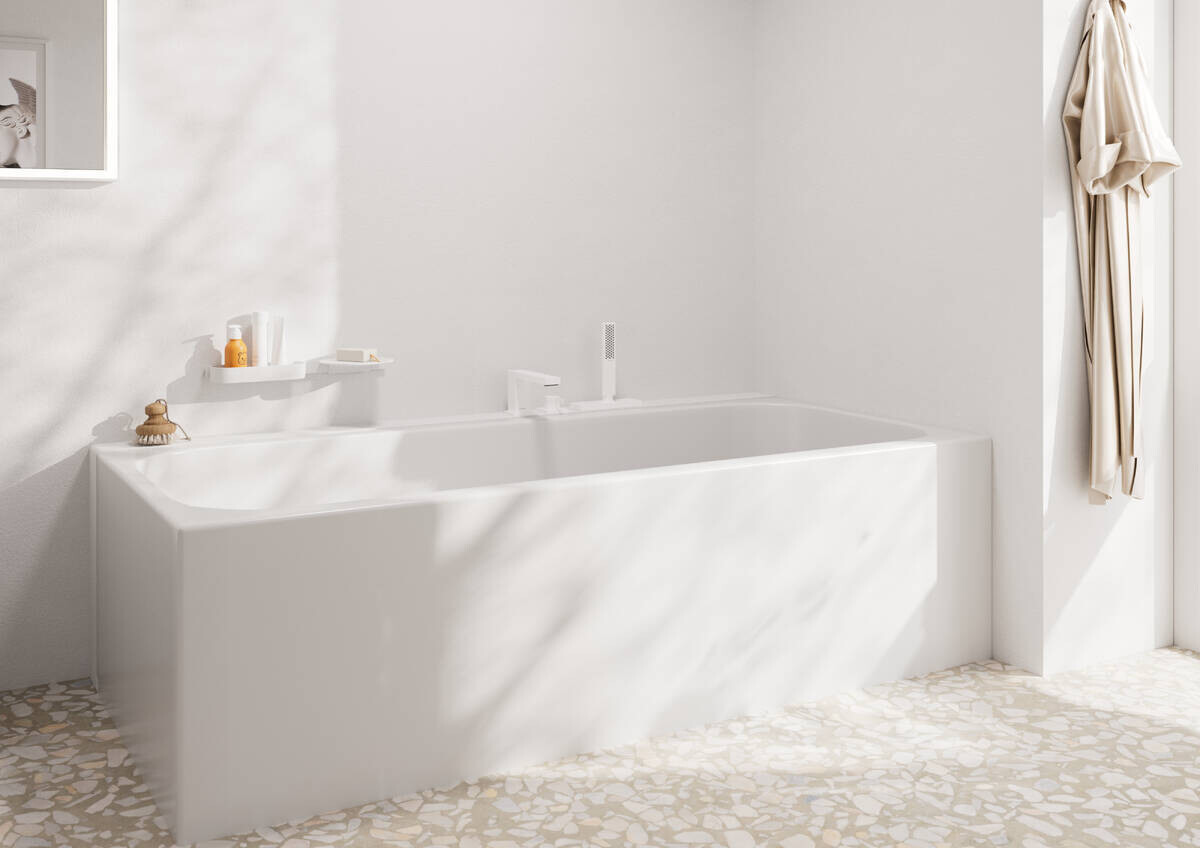 Mélangeur 3 trous pour montage sur bord de baignoire Hansgrohe Tecturis E avec sBoxn en blanc mat
