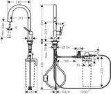 Aqittura M91 Mitigeur de cuisine 210 FilterSystem, avec douchette extractible 1 jet