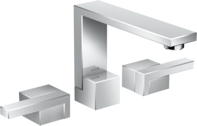Mélangeur de lavabo 3 trous Axor Edge 130 coupe diamant, avec bonde push-open