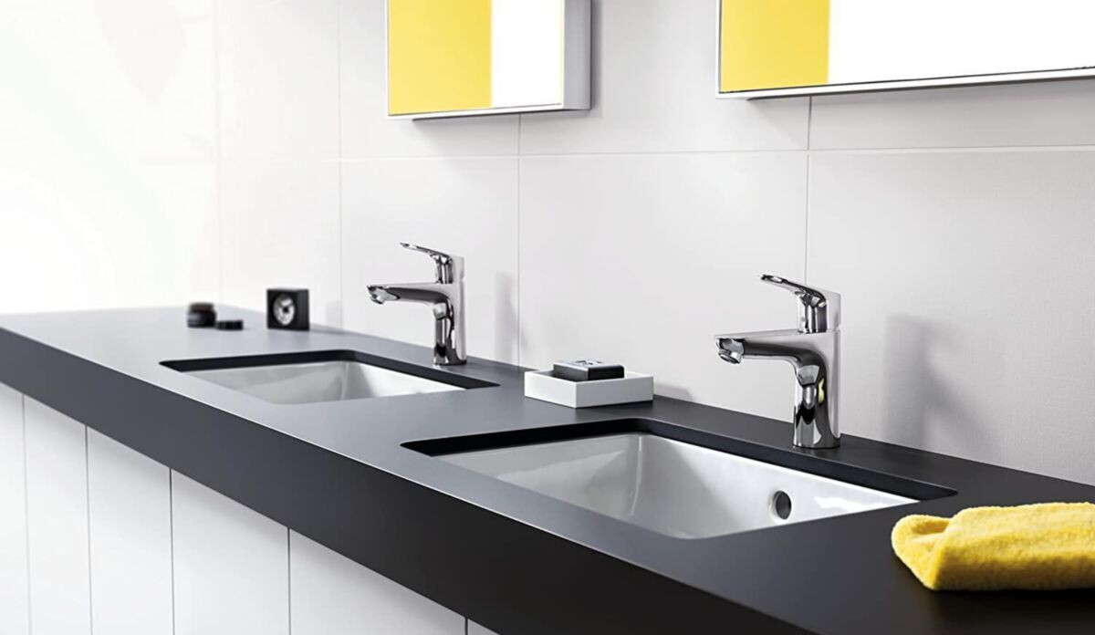 Mitigeur de lavabo Hansgrohe Focus 100 CoolStart en laiton chromé avec tirette et vidage — vue 5