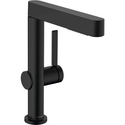 Mitigeur de lavabo Hansgrohe Finoris 230 avec douchette extractible 2 jets et bonde push-open en noir mat