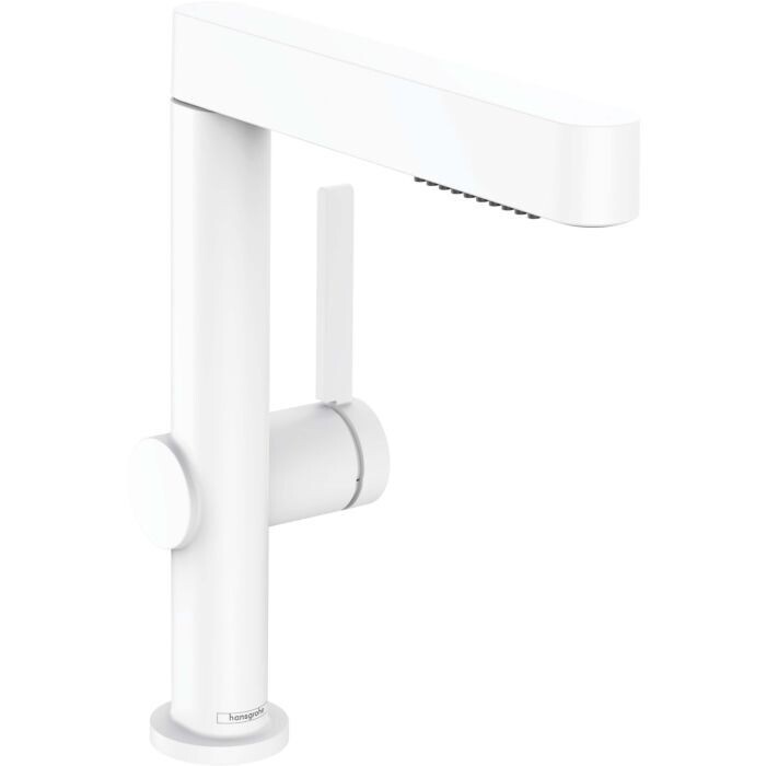 Mitigeur de lavabo Hansgrohe Finoris 230 avec douchette extractible 2 jets et bonde push-open en blanc mat