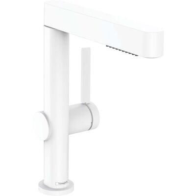 Mitigeur de lavabo Hansgrohe Finoris 230 avec douchette extractible 2 jets et bonde push-open en blanc mat