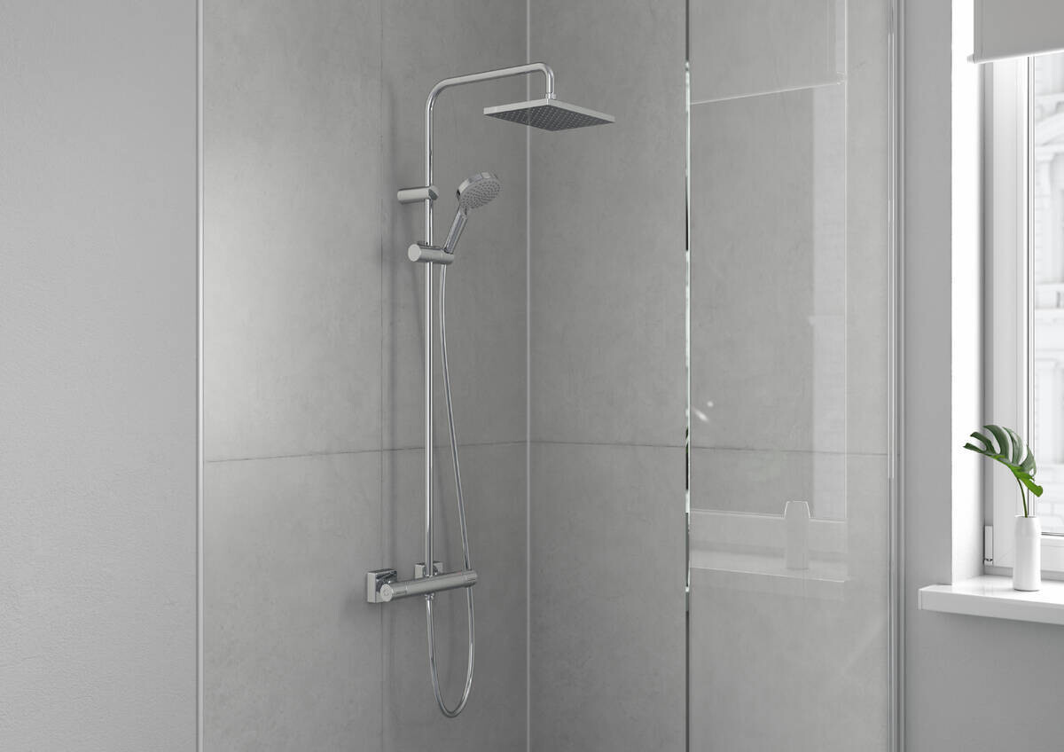 Colonne de douche Showerpipe Hansgrohe Vernis Shape 230 1 jet avec mitigeur thermostatique