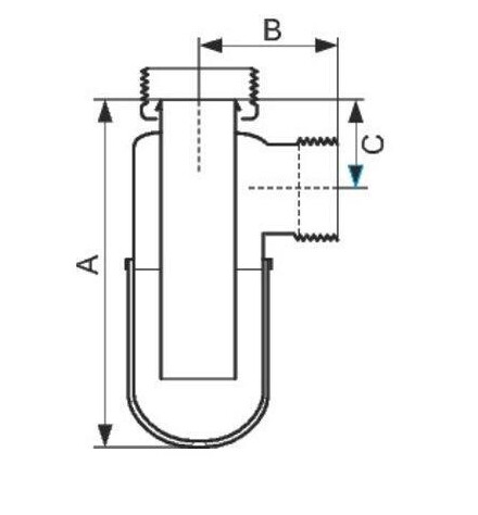 Siphon de laboratoire Presto anti-acide avec culot en verre