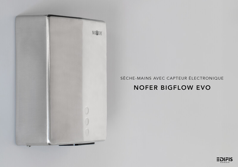 Sèche-mains avec capteur électronique Nofer Bigflow Evo en blanc