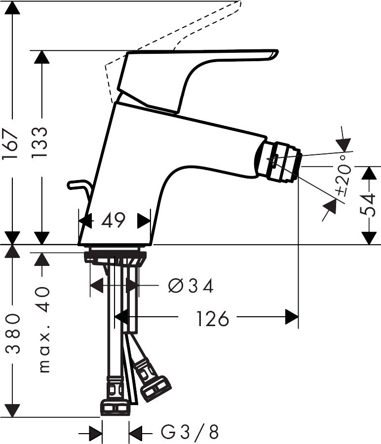 Hansgrohe Focus Bidet Mixer with Pull Rod and Drain Set