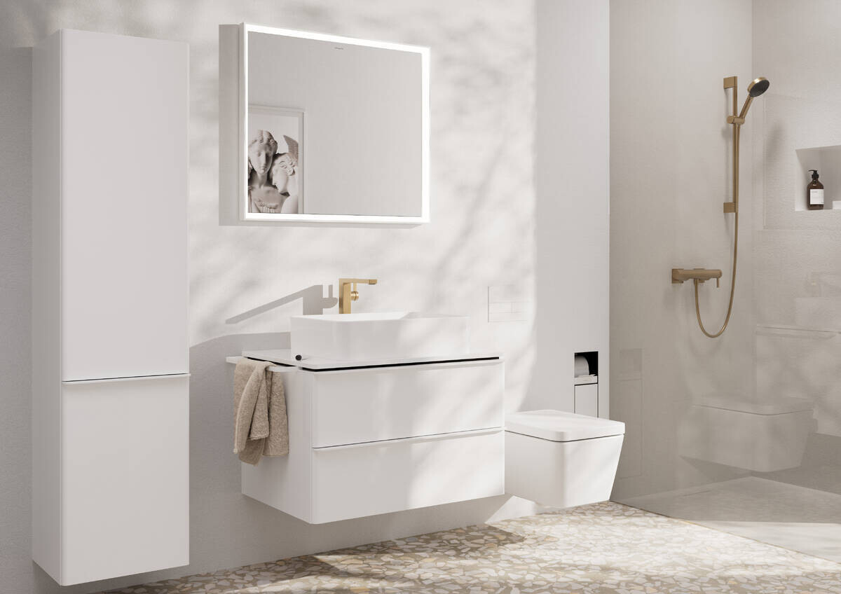 Mitigeur de lavabo Hansgrohe Tecturis E Fine 240 CoolStart avec bonde Push-Open en bronze brossé