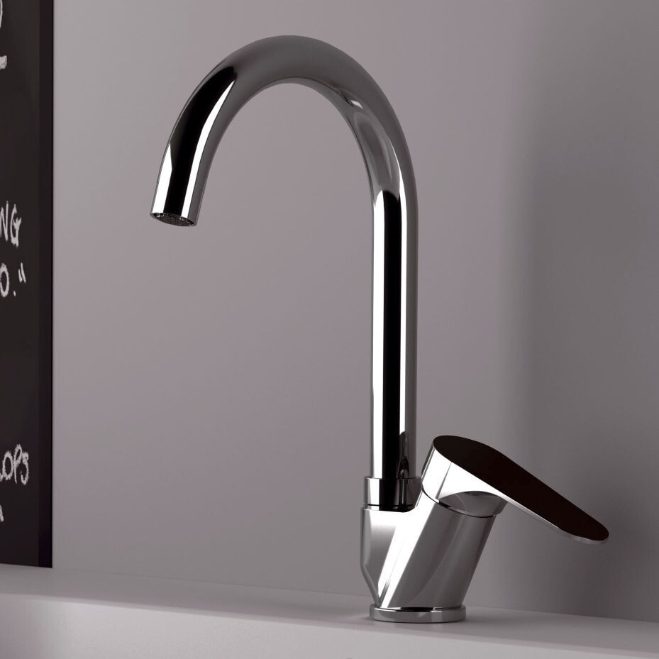 Mitigeur de cuisine mono-trou Remer Classline en laiton chromé
