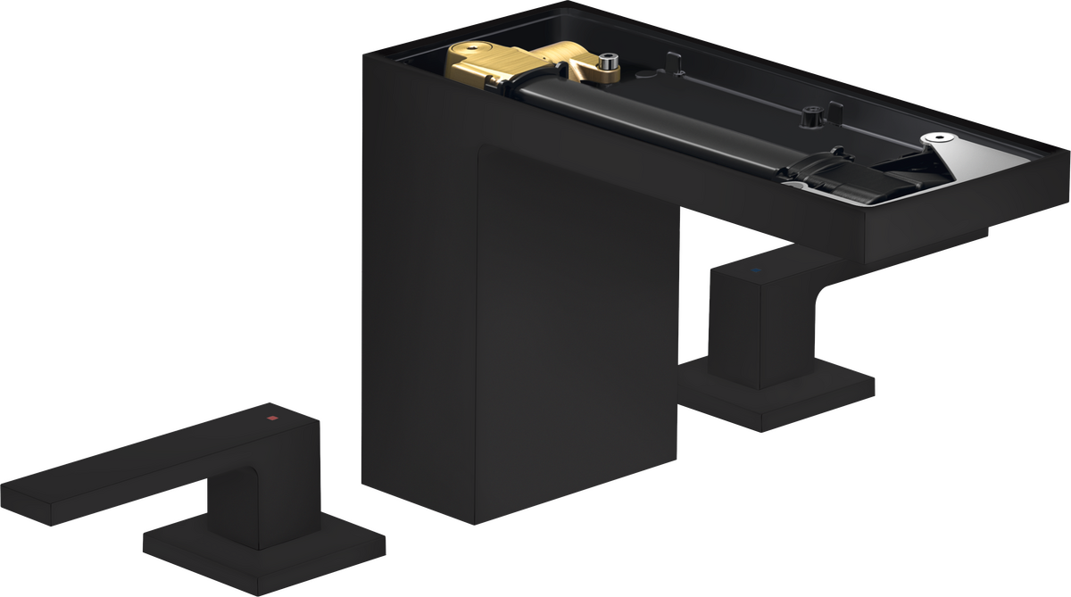 Mélangeur de lavabo 3 trous AXOR MyEdition 110 sans plaque, avec bonde push-open en noir mat
