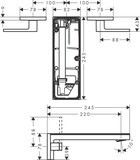 Mélangeur de lavabo 3 trous encastré AXOR MyEdition 221 sans plaque, avec bonde à écoulement libre en noir mat