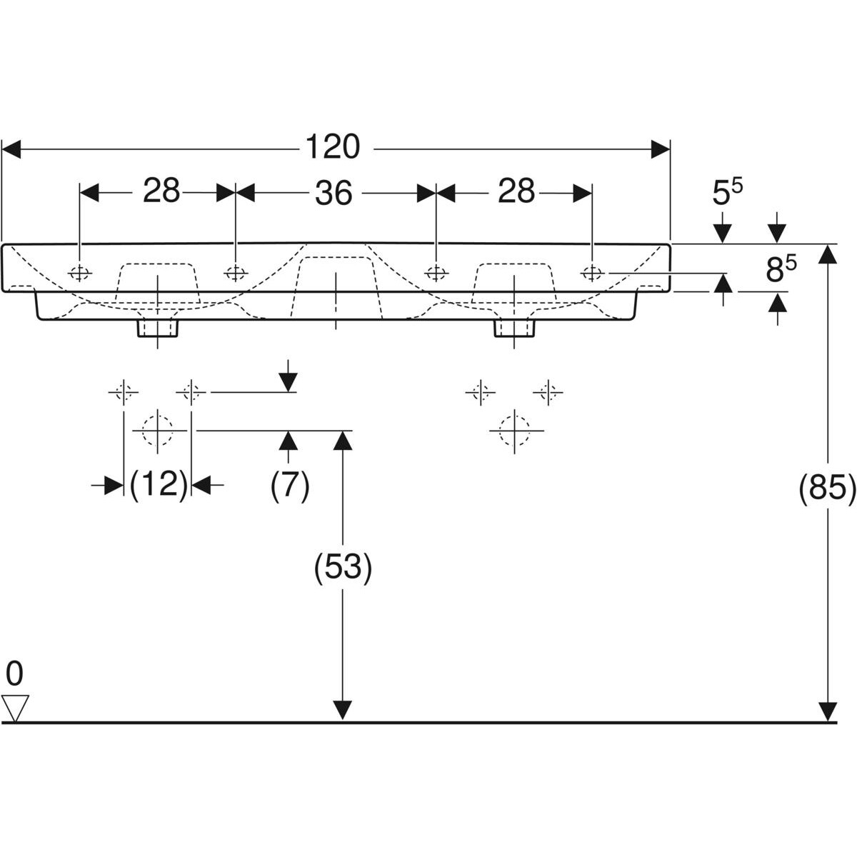 Plan-vasque double Geberit Smyle Square 120 cm — vue 5