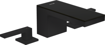 Mélangeur de lavabo 3 trous AXOR MyEdition 70 avec bonde push-open en noir mat / verre noir