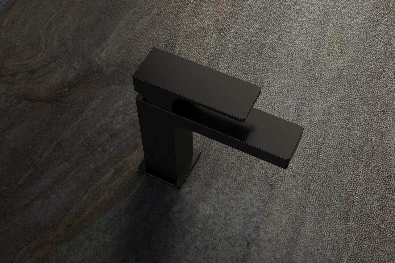 Mitigeur de lavabo Remer Absolute 114 avec tirette et vidage en laiton noir mat — vue 2