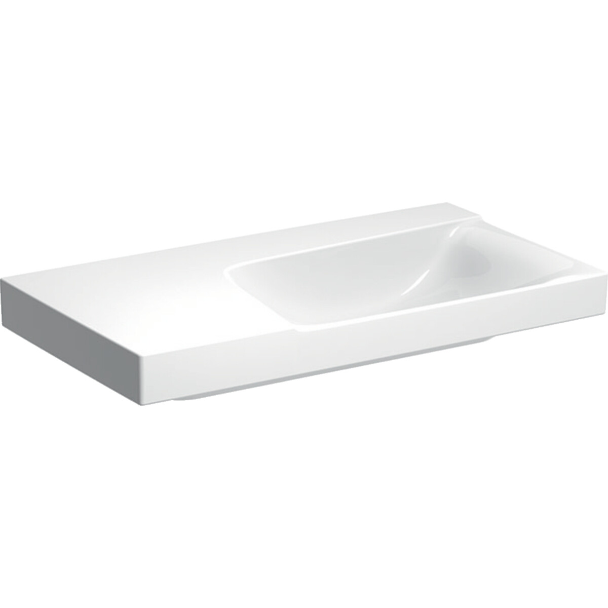 Plan-vasque Geberit Xeno² 90 cm avec espace de rangement à gauche et sans trou de robinetterie