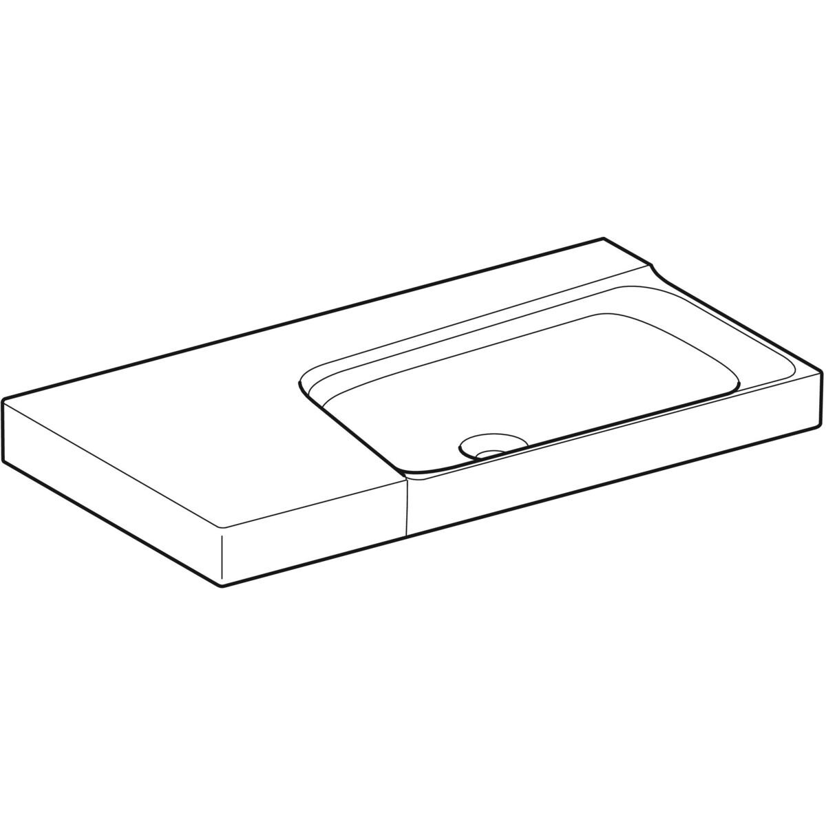 Plan-vasque Geberit Xeno² 90 cm avec espace de rangement à gauche et sans trou de robinetterie — vue 4