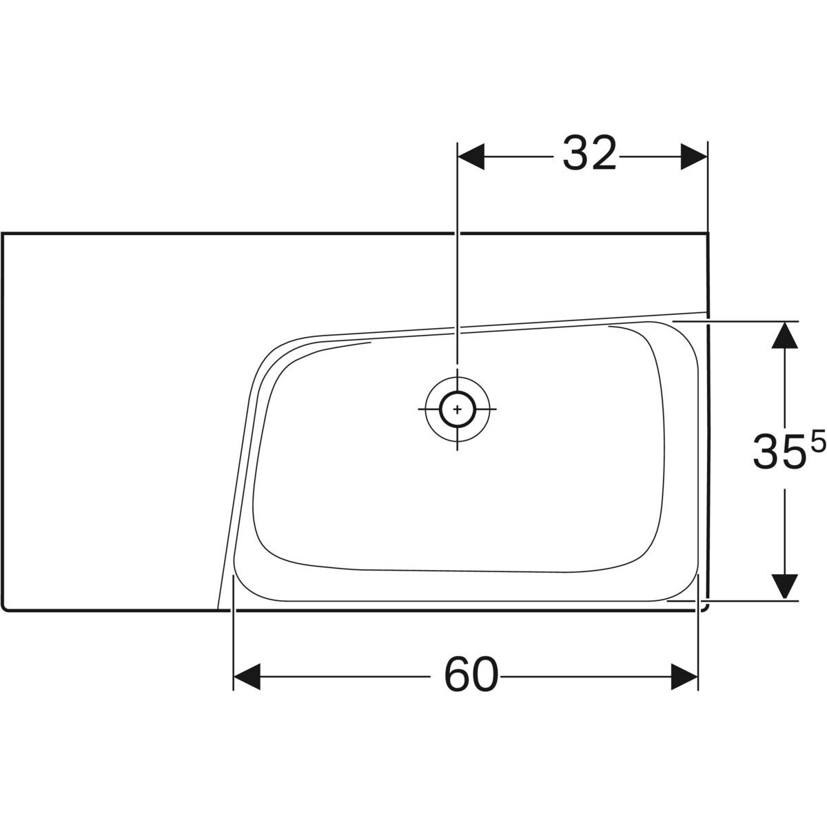 Plan-vasque Geberit Xeno² 90 cm avec espace de rangement à gauche et sans trou de robinetterie — vue 5