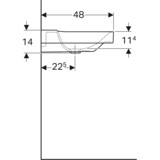 Plan-vasque Geberit Xeno² 90 cm avec espace de rangement à gauche et sans trou de robinetterie