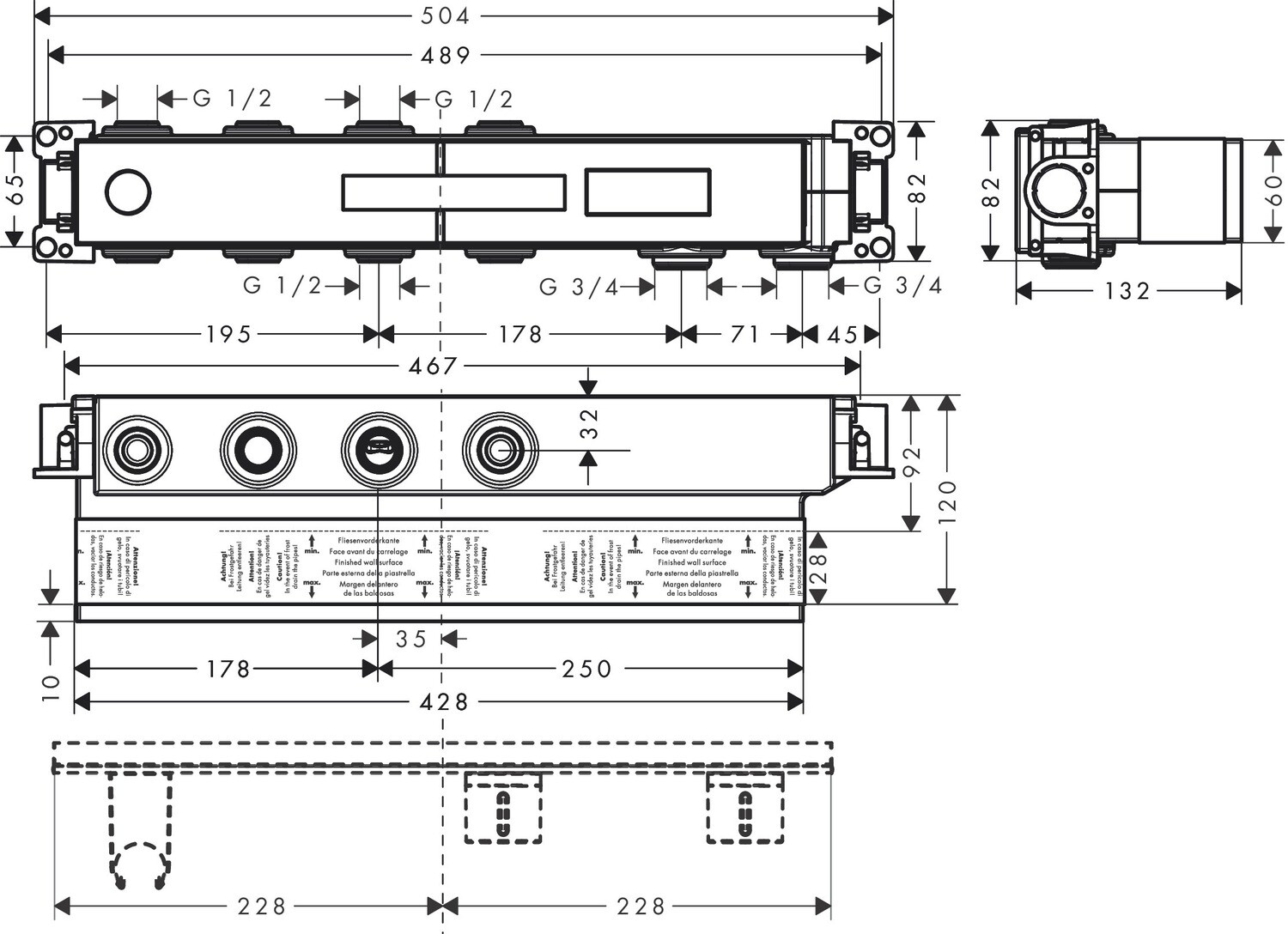 Corps d'encastrement pour module thermostatique encastré avec 2 fonctions